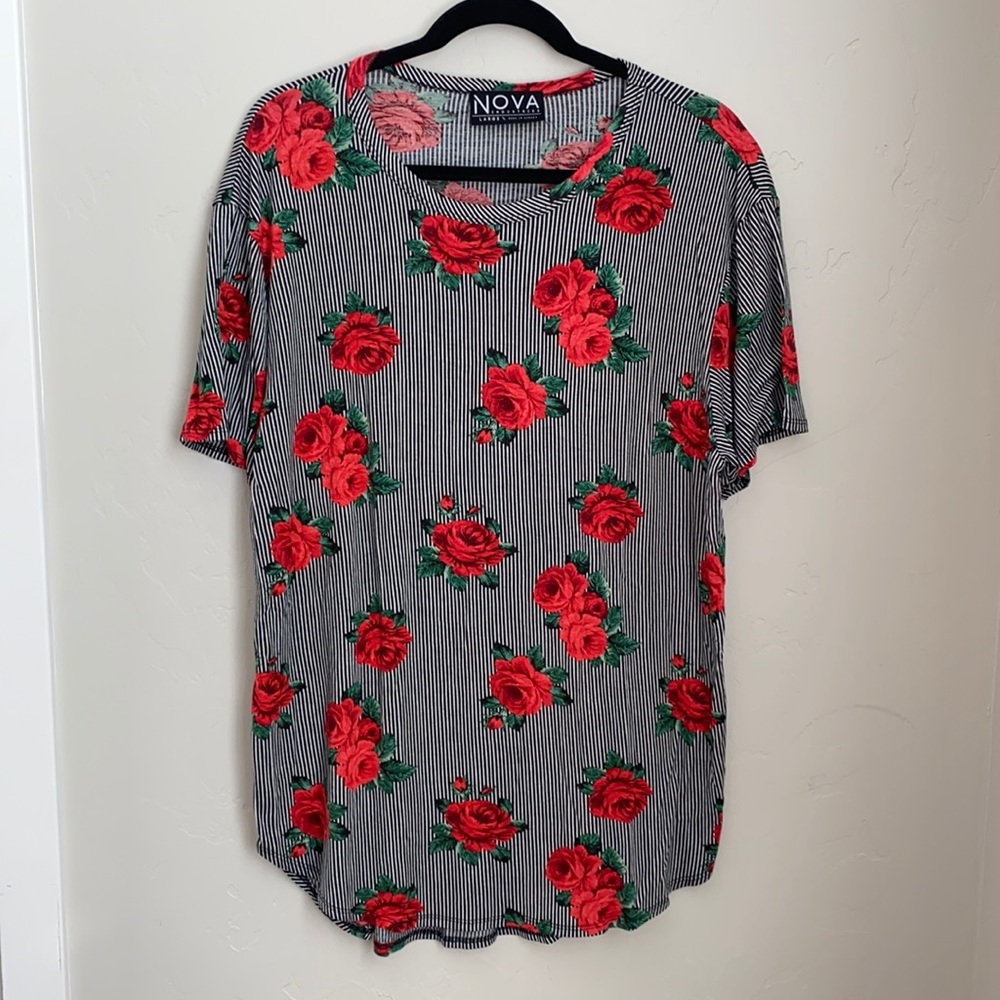 Nova Industries | Rose Patterned Short Sleeved Tee Shirt